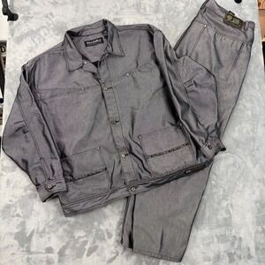 Vintage 90s Pelle Pelle Marc Buchanan Mens 3XL 2pc Denim Jacket Jeans Set 46x33